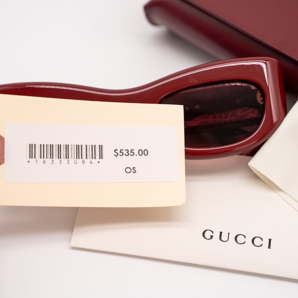 Gucci GG1809S Rectangular Sunglasses Red Gold Acetate main image 10